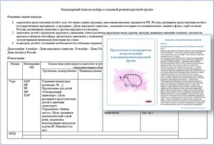 Календарно-тематический план на ноябрь в младшей разновозрастной группе