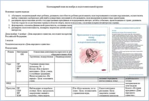 Календарно-тематический план на ноябрь в подготовительной к школе группе