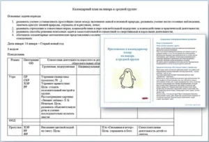 Календарно-тематический план воспитателя на январь в средней группе